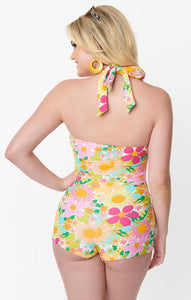 70s Floral One-Piece (up to 3X)