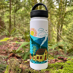 Woodland Cottage Water Bottle by Phoebe Wahl