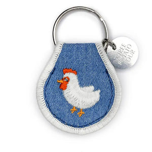 Chicken Embroidered Patch Keychain