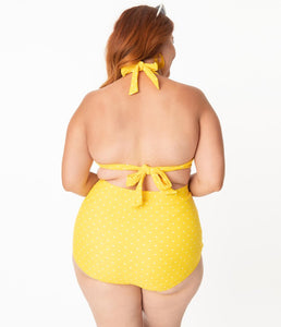 Yellow Polkadot Bikini Top