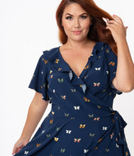 Load image into Gallery viewer, Plus: Butterfly Beauties Wrap Dress

