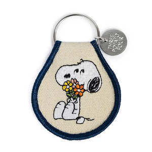 Snoopy Flower Embroidered Patch Keychain
