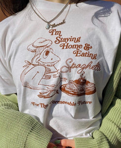 Staying Home and Eating Spaghetti Tshirt by Hannah Michelle Bayley