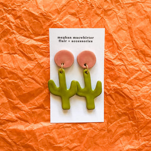 Cactus Ceramic Earrings by Meghan Macwhirter