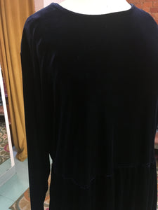 3XL-4XL: Vintage Deep Sea Blue Velvet Dress