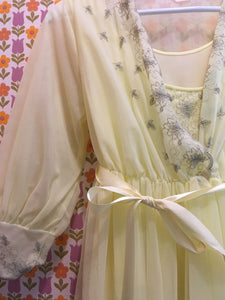 S: Vintage Lemon Yellow Nightgown Set