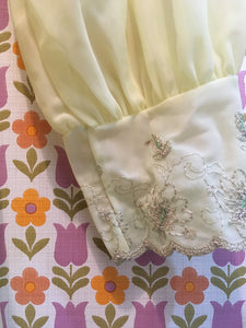 S: Vintage Lemon Yellow Nightgown Set