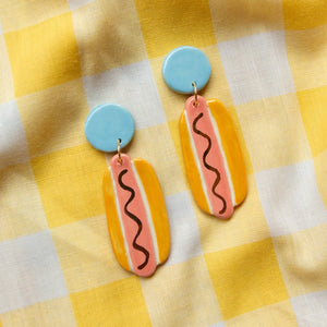 Hot Dog Ceramic Earrings by Meghan Macwhirter
