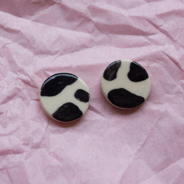 Cow Stud Ceramic Earrings by Meghan Macwhirter