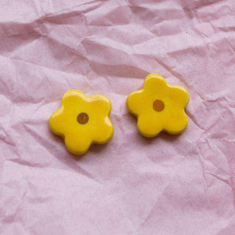 Flower Stud Ceramic Earrings by Meghan Macwhirter