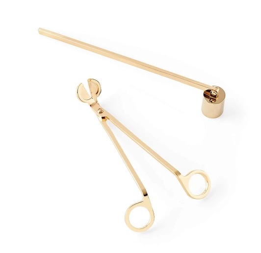 Candle Accessory Gift Set: Gold Toned Wick Trimmer and Snuffer