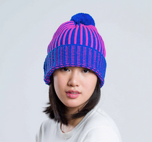 Load image into Gallery viewer, Chunky Rib Knit Beanie: Cobalt Magenta
