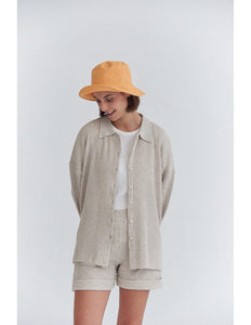 Oatmilk Cozy Knit Button-Up