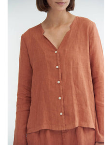 Copper Coin Linen Blouse