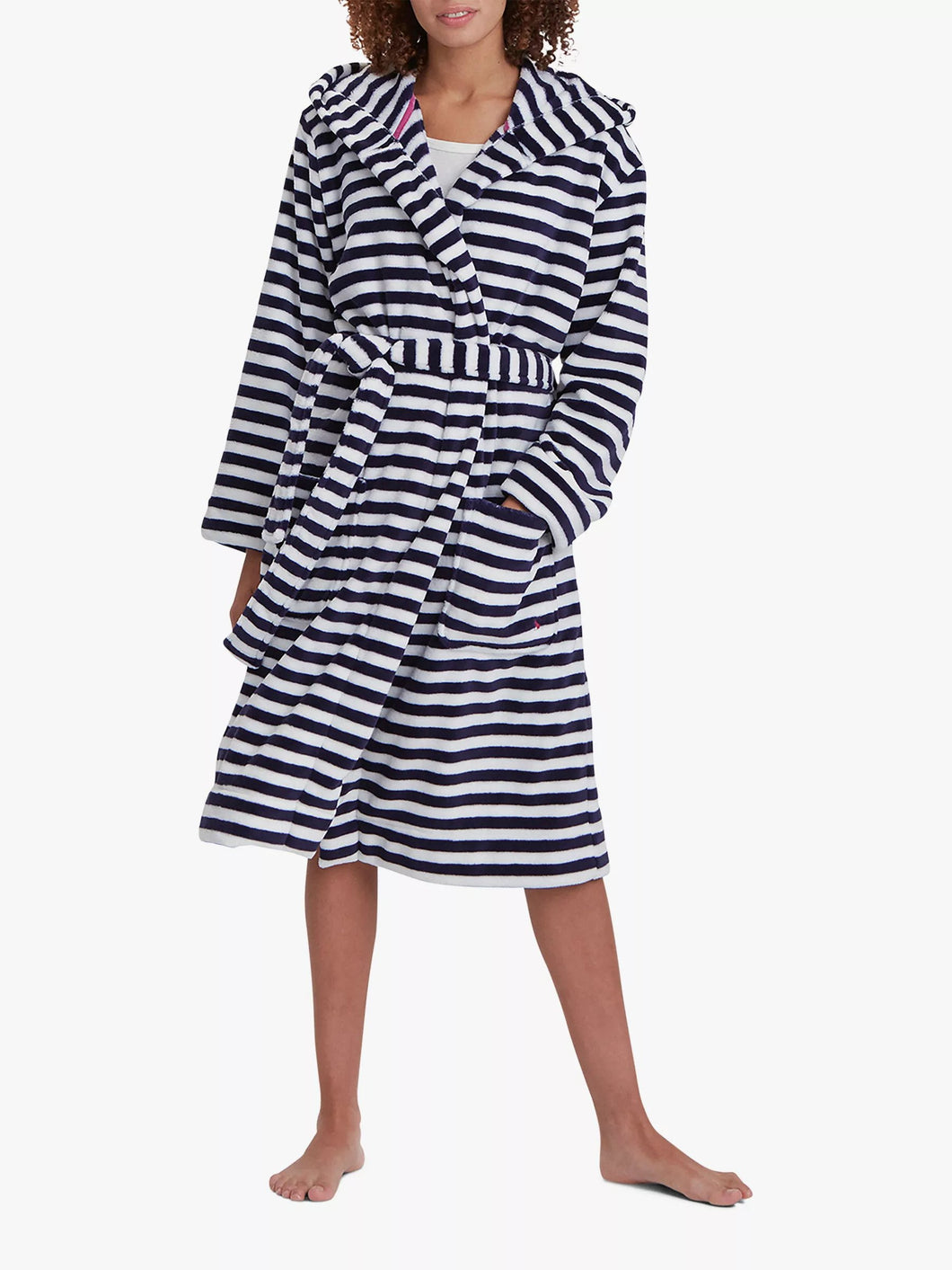 Fuzzy Striped Fleece Robe