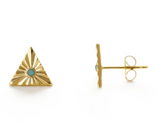 Load image into Gallery viewer, Turquoise Triangle Studs
