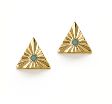 Load image into Gallery viewer, Turquoise Triangle Studs
