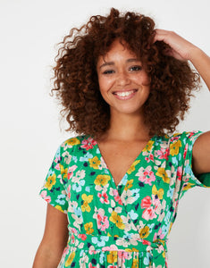 Summer Floral Jersey Wrap Dress