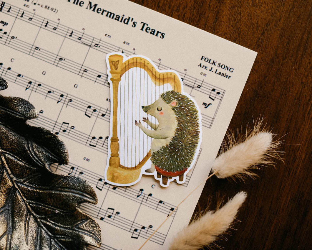 Hedgehog Harpist Sticker