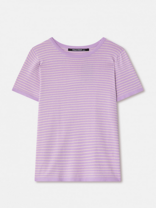 Slinky Knit Lilac Stripe Tee