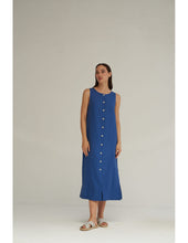 Load image into Gallery viewer, Marine Blue Linen Button Dress
