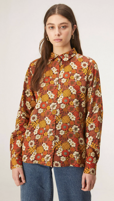 Marigold Retro Floral Blouse