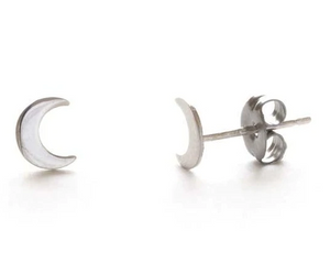 Sterling SIlver Crescent Moon Studs
