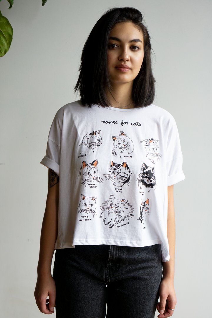 Names for Cats Cropped Loose Tee