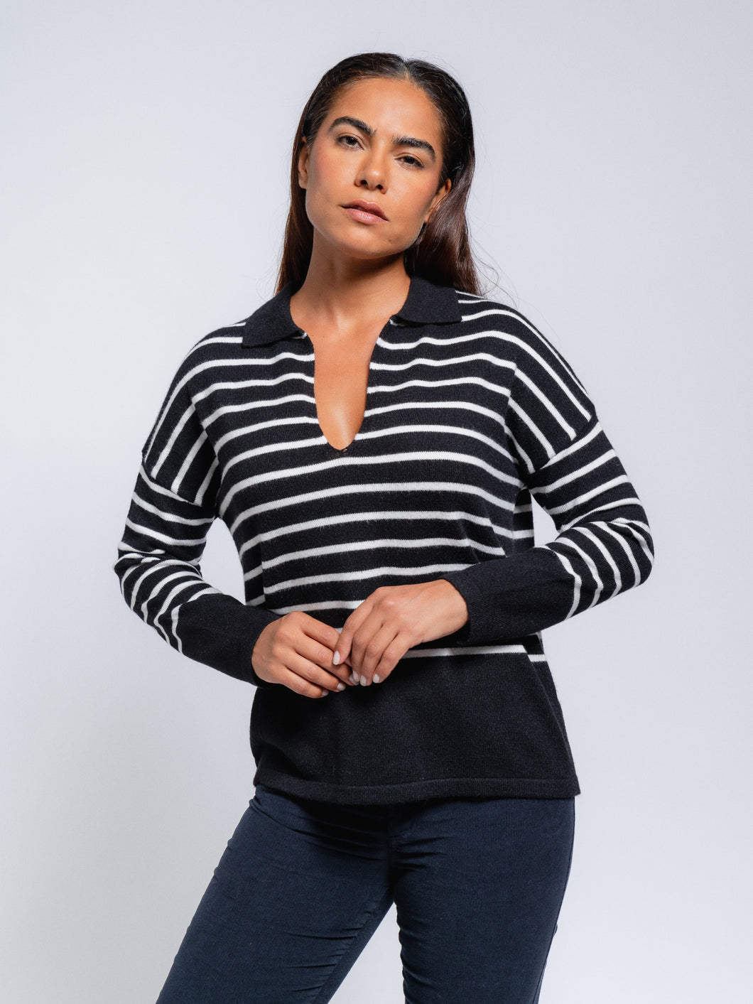 Luxe Striped Vneck