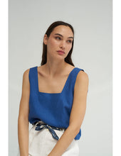 Load image into Gallery viewer, Marine Blue Linen Top
