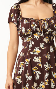 Latte Floral Swing Dress