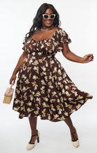 Load image into Gallery viewer, Latte Floral Swing Dress
